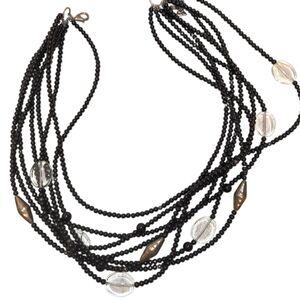 Silpada Sterling Silver Black & Clear Glass Beaded Necklace N1973 (Retired)